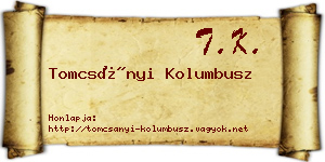 Tomcsányi Kolumbusz névjegykártya